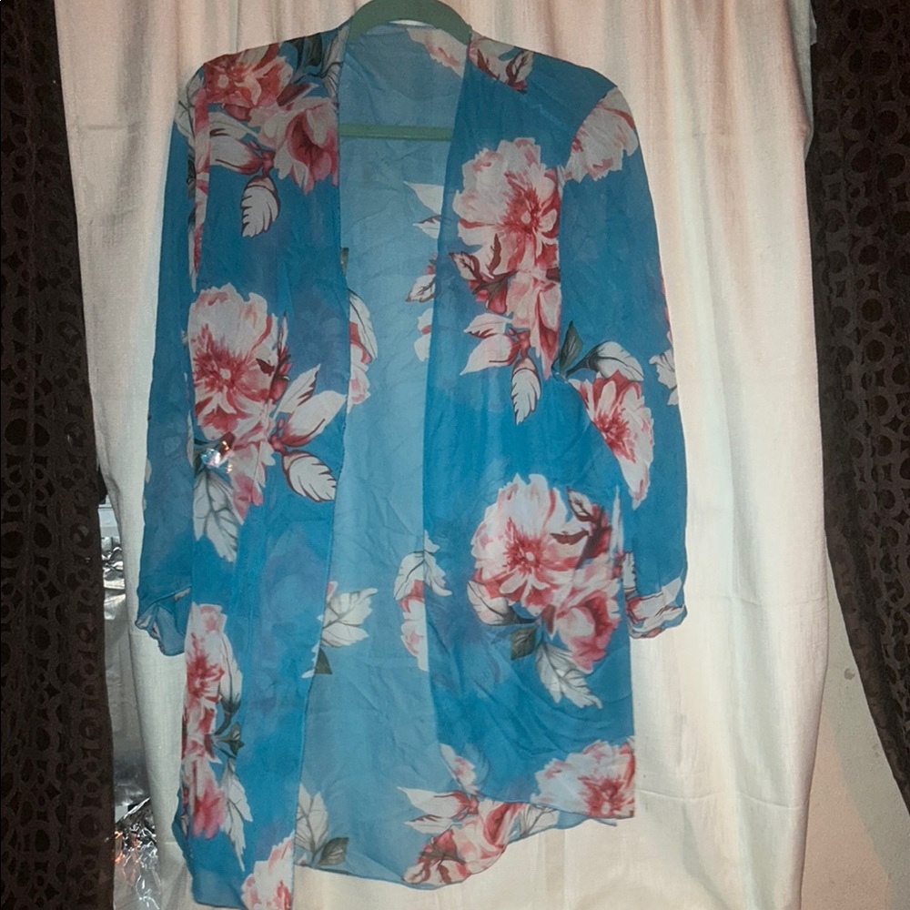 Floral Blue Kimono Robe